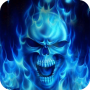 icon Skulls in a blue flame live wp